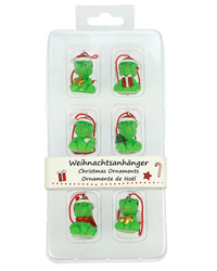 Click to Enlarge Picture of Blue Bug Christmas Ornaments - Geckos Set of 6